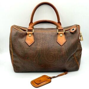 Vintage Etro Boston / Barrel Style Satchel ✔️Authentic, iconic Paisley 1990